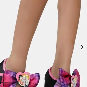 Dolls kill Plaid Bow Women's Shoes with Cartoon Heart Detail